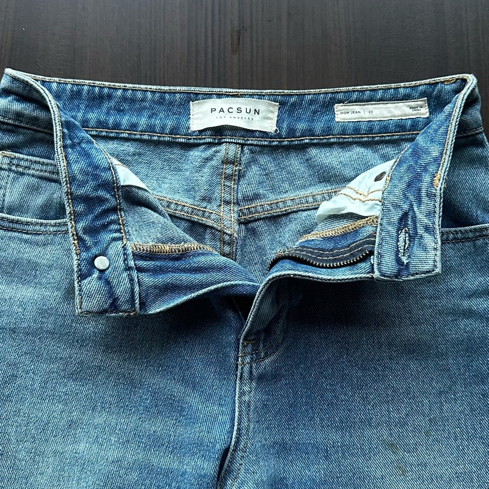 Pacsun Blue Mom Jeans with Sequence Patch work